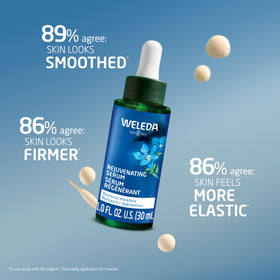 Weleda rejuvenating serum texture close-up highlighting lightweight absorbency
