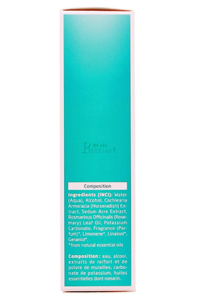 Weleda rosemary hair tonic texture on fingers illustrating lightweight, non-greasy absorption benefit