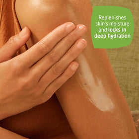 Weleda sea buckthorn lotion texture closeup showing smooth absorption