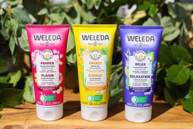 Weleda in shower morning scene conveying invigorating start benefit