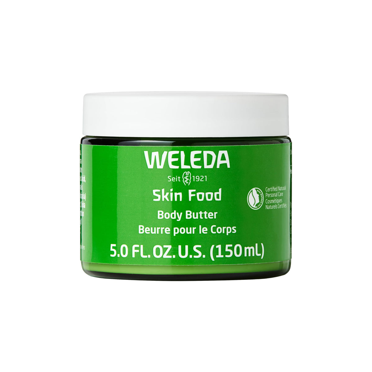 Weleda front packaging shows sustainable glass jar and brand benefit
