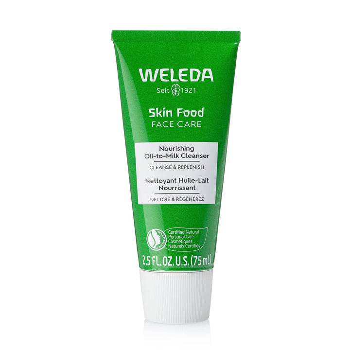 Weleda Skin Food front packaging showing tube and branding for natural cleansing