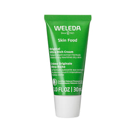 Weleda Skin Food front tube showing product and size for easy identification and portability