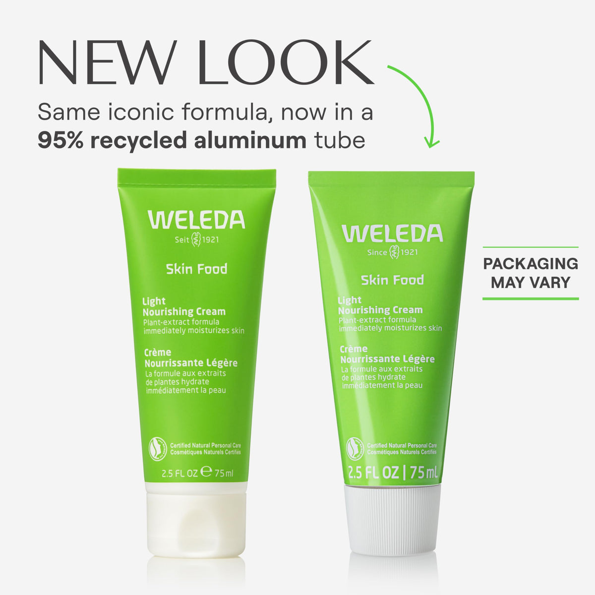 Cream texture close-up highlighting lightweight absorbent finish of Weleda