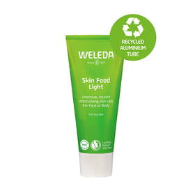 Weleda Skin Food Light cream texture close-up showing lightweight absorbent finish