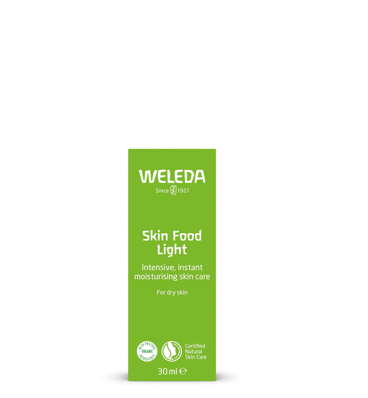 Weleda Skin Food Light tube with open cap illustrating easy dispensing and portability