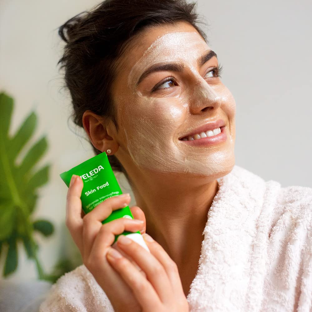 Weleda Skin Food back label with ingredient and usage information benefit