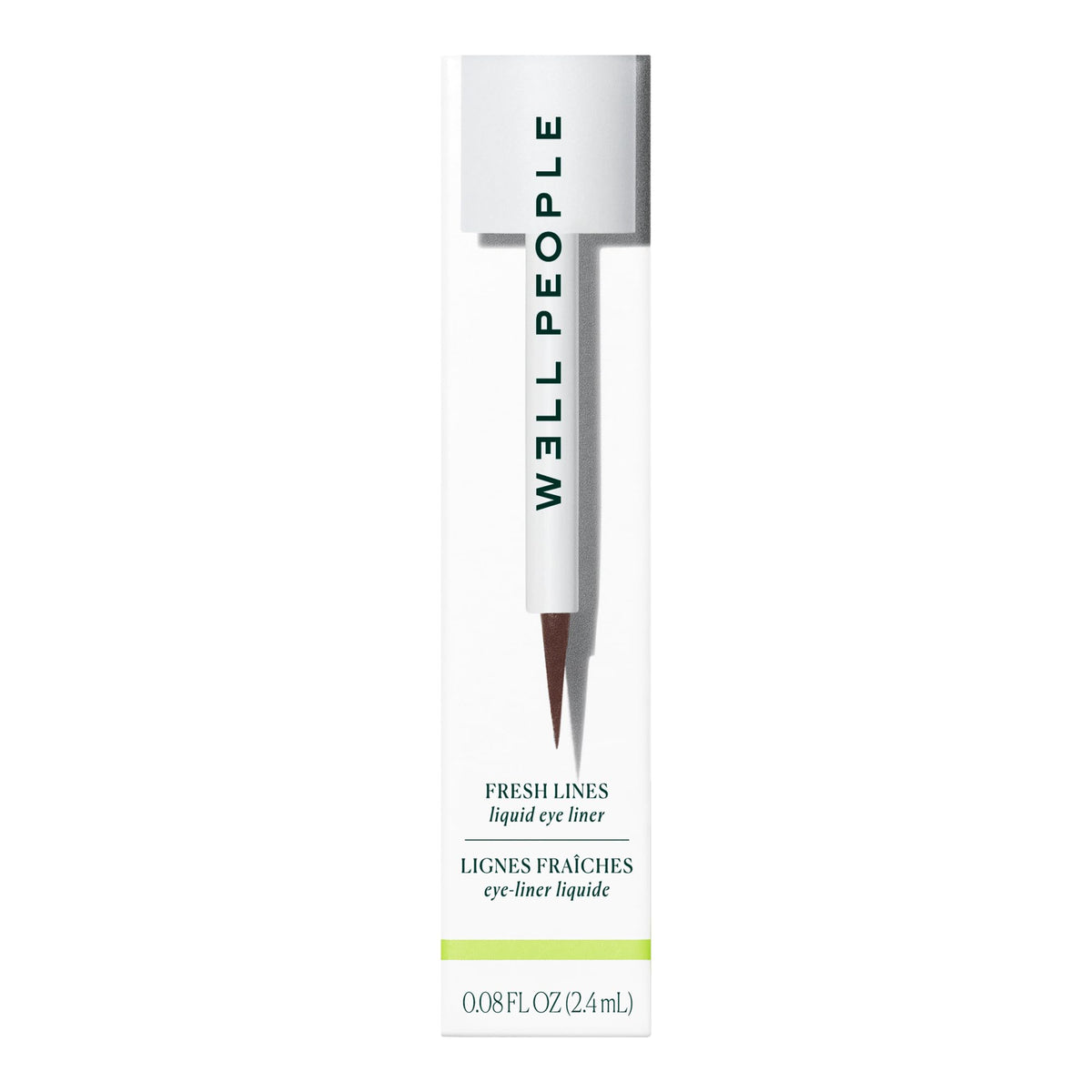 Well People applicator drawing a fine wing on eyelid for defined eye look