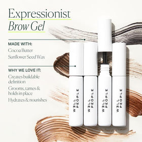 Well People micro-precision brush close-up demonstrating precise grooming for defined brows