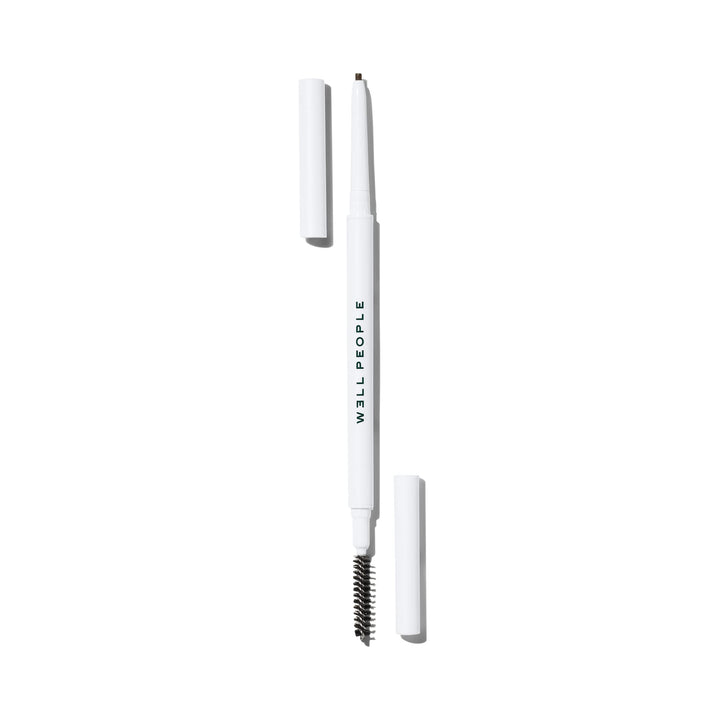 Well People brow pencil front packaging showing neutral brown shade and benefits
