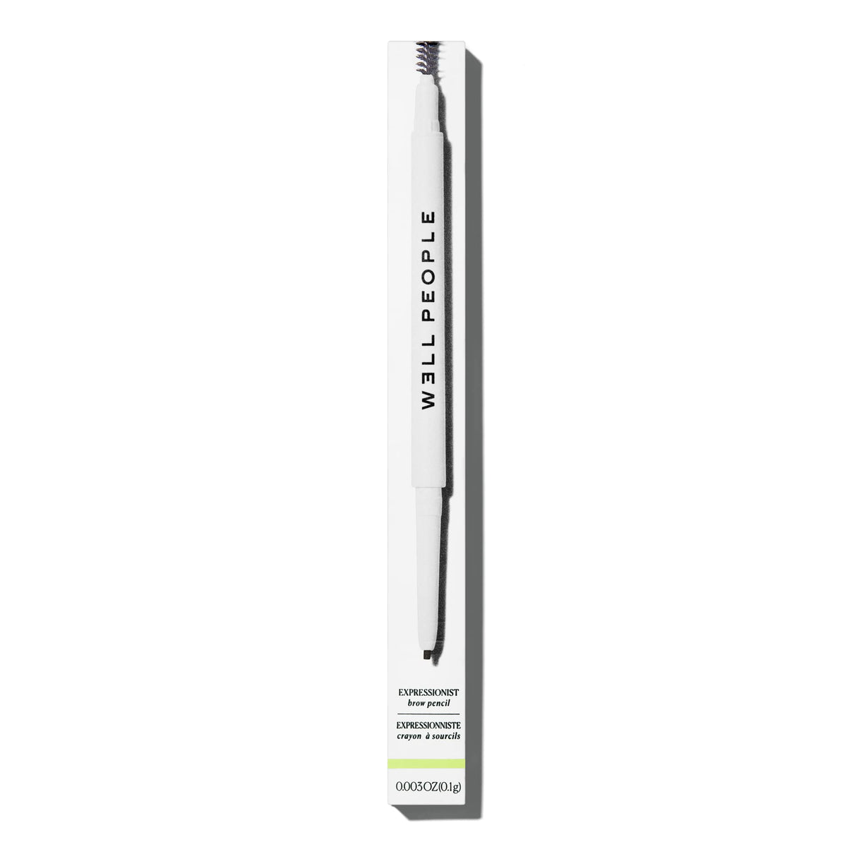 Well People spoolie brush detail used to blend and groom brows for natural finish