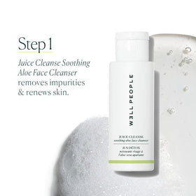 Well People exfoliant pump detail showing lightweight, skin-smoothing action
