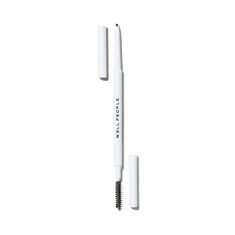 Well People front view of pencil showing compact dual-ended design and natural finish