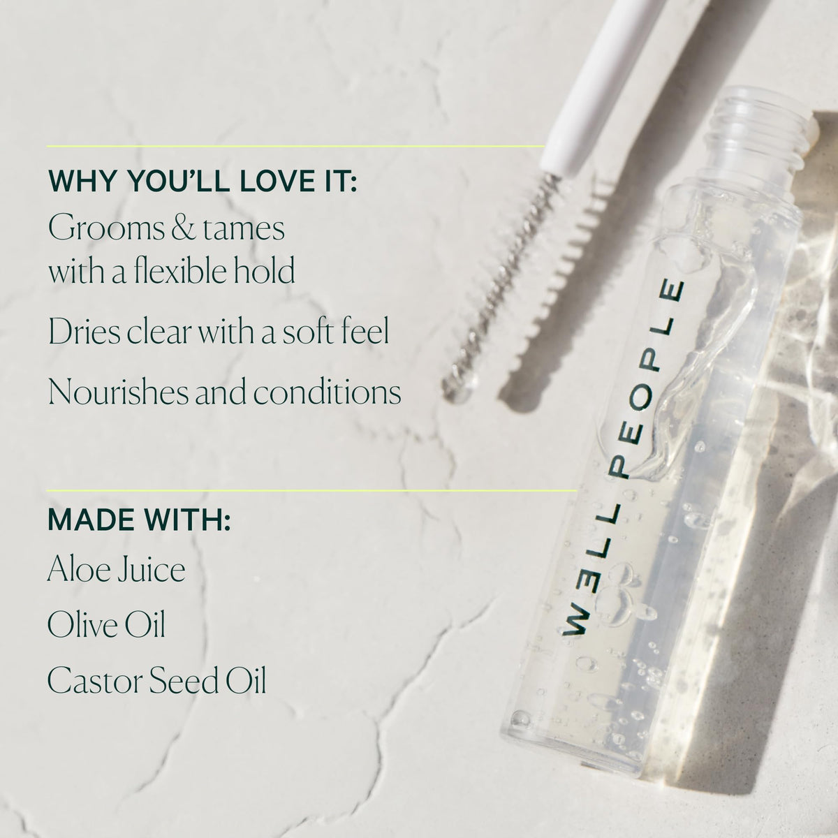 Well People gel texture swipe showing creamy plant-based formula benefit