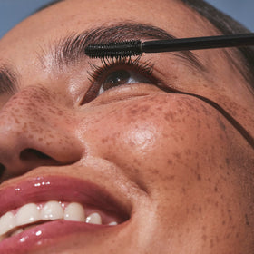 Well People mascara applied on eye closeup showing separated lashes benefit: defined look