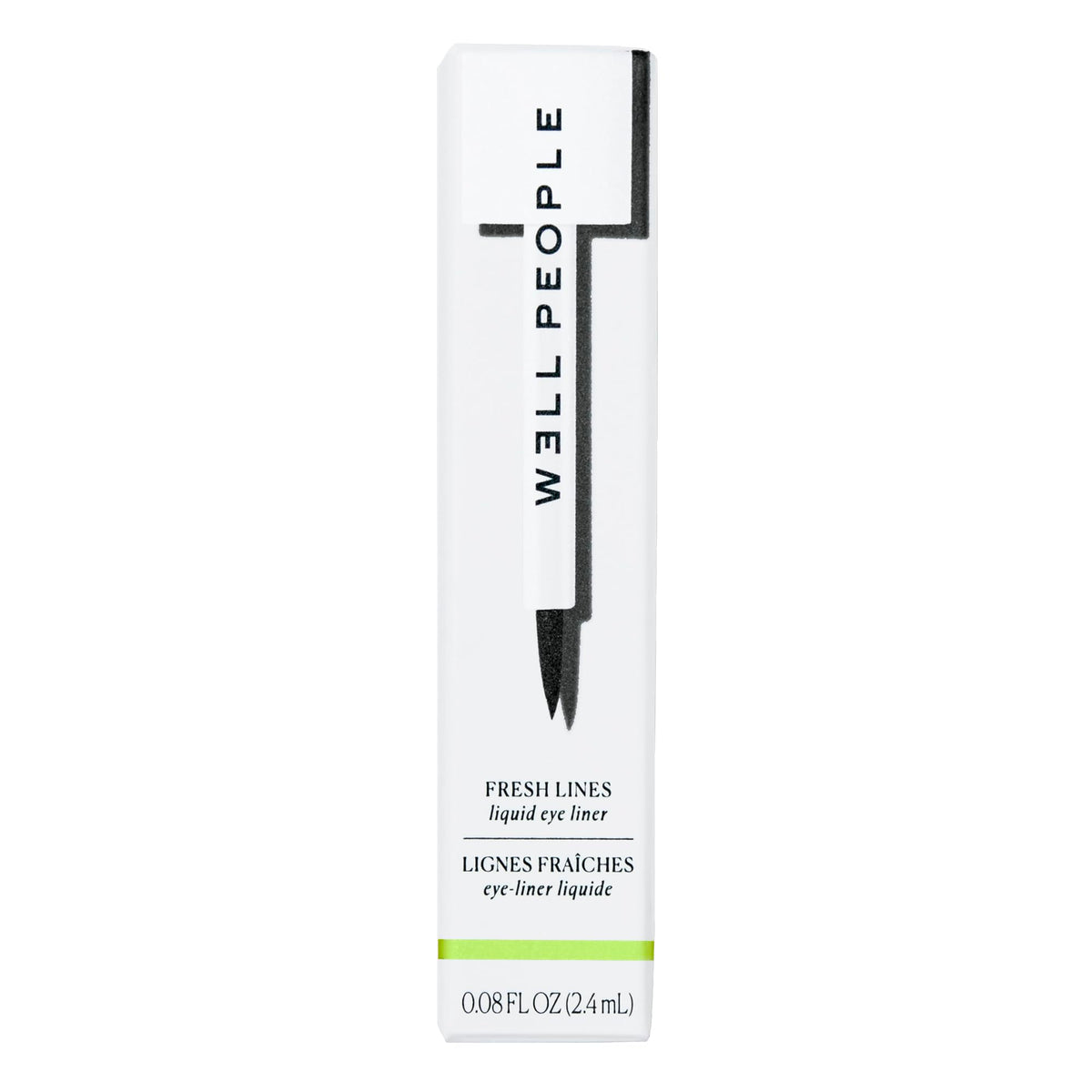 Well People eyeliner in use on an eye demonstrating smudge-resistant benefit