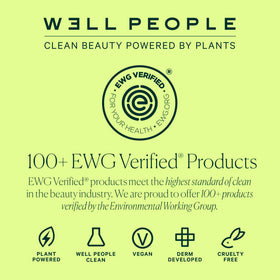 Well People lifestyle bathroom shelf showing clean beauty organization