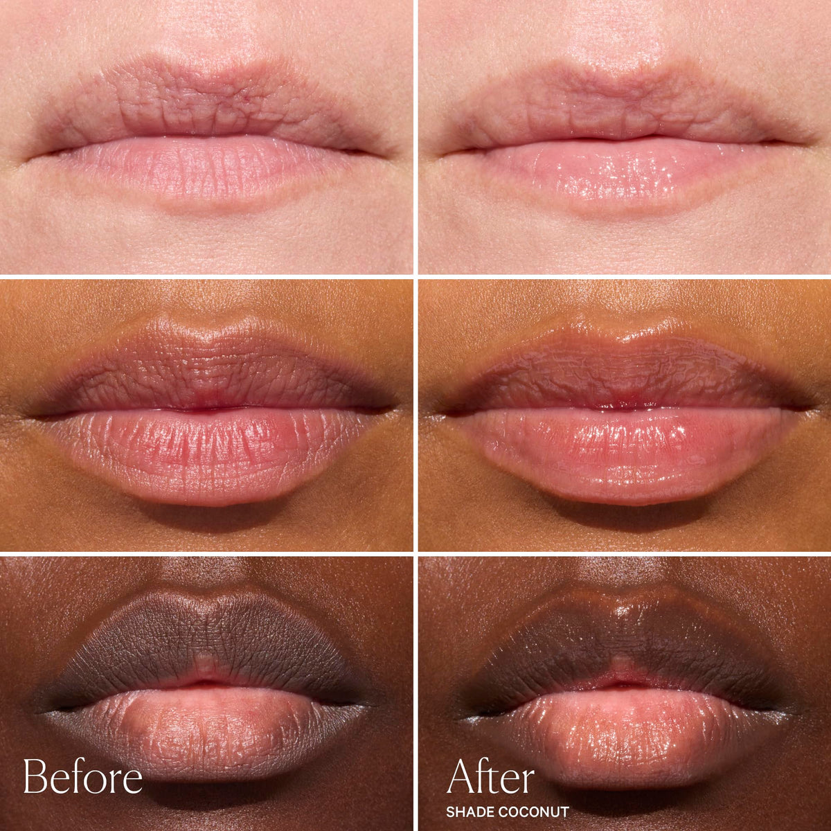 Well People swiped on lips showing sheer coconut tint and smoothing effect