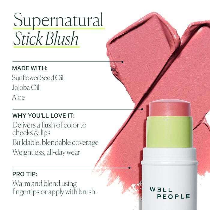 Well People rose swatch on skin illustrating true-to-tone color payoff benefit