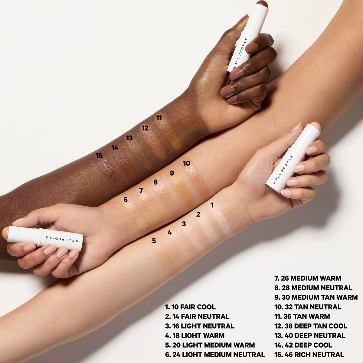 Well People Supernatural creamy texture swipe illustrating blendable coverage and soft matte finish benefit