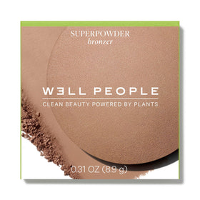 Well People open compact top view revealing baked semi-matte surface