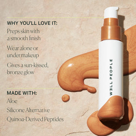 Well People texture close-up displaying lightweight serum finish for smooth skin
