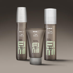 Wella EIMI jar next to ruler showing 75ml size for travel-friendly convenience