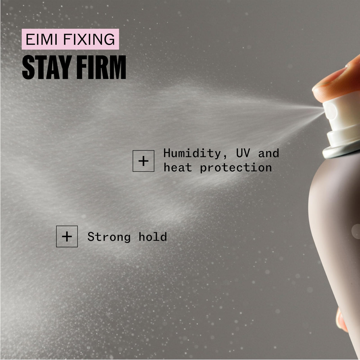 Wella Professionals stylist using spray to set hairstyle for lasting hold