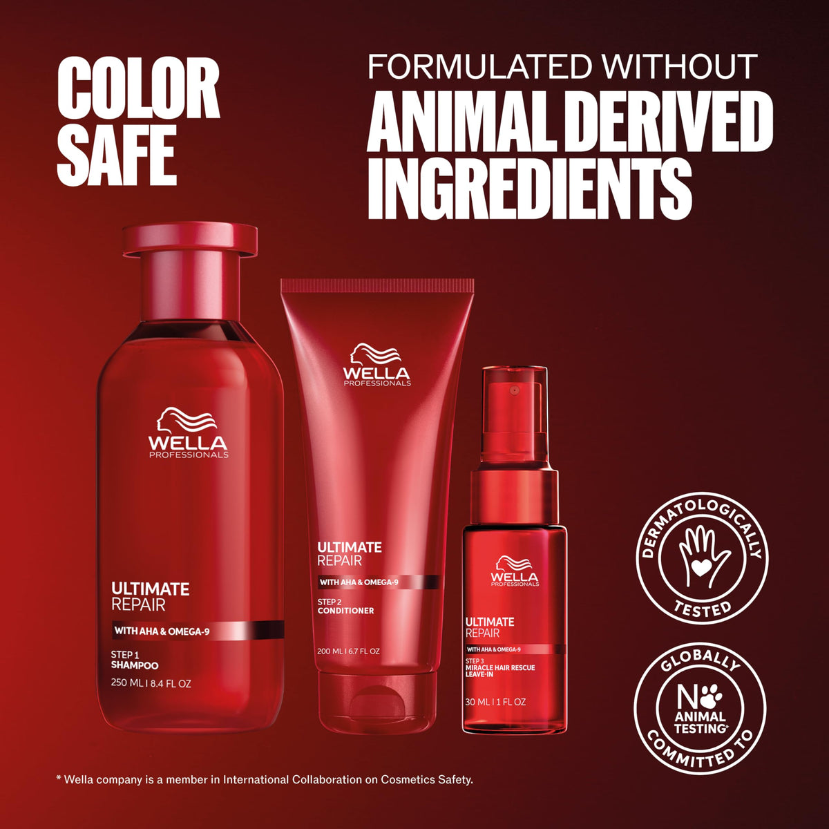 Wella Professionals product in hand showing bottle scale and travel-friendly size