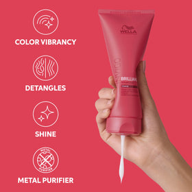 Wella Professionals after-use shiny hair demonstrating enhanced vibrancy