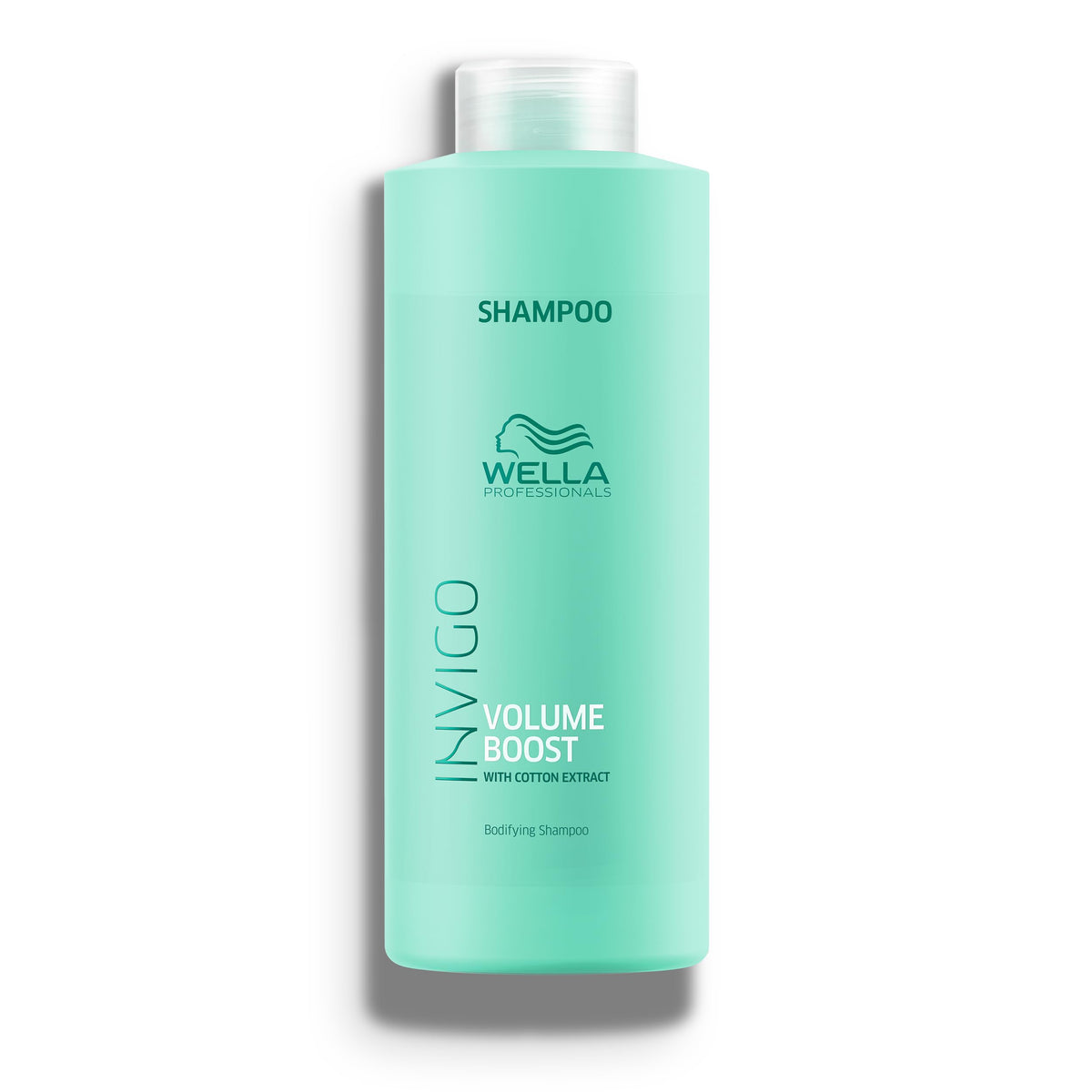 Wella Professionals bottle front view showing volumizing shampoo and brand benefit