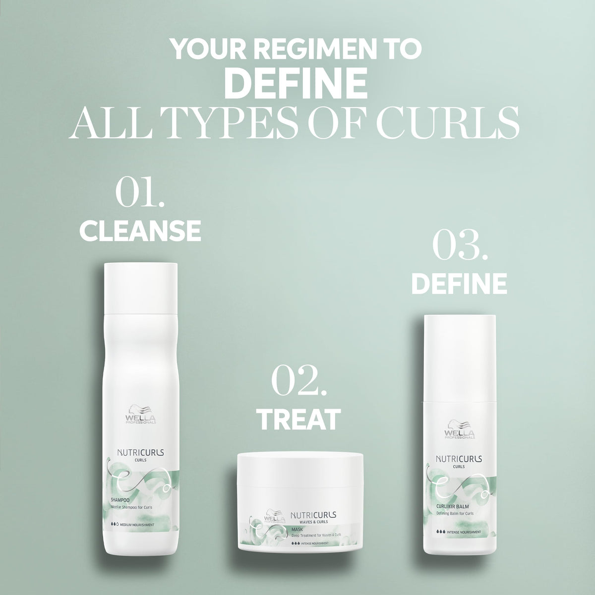 Wella Professionals Nutricurls lifestyle model with bouncy defined curls showcasing results