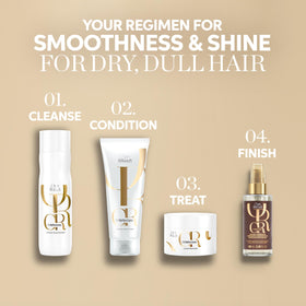 Wella Professionals on bathroom vanity suggesting everyday salon-quality result