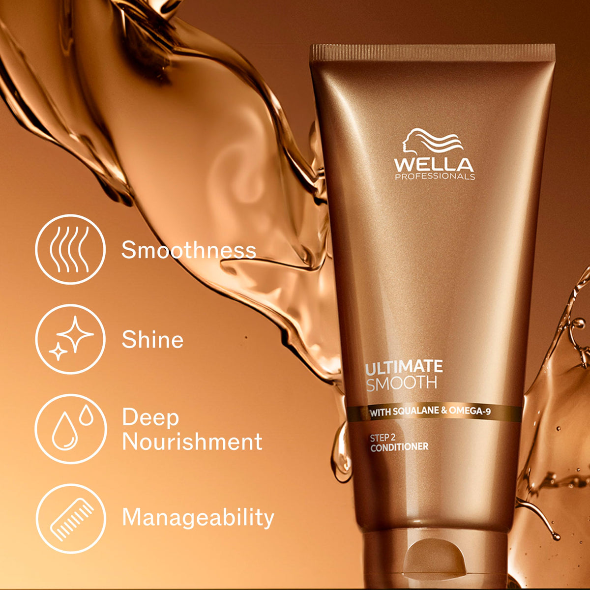 Wella Professionals pump dispensing conditioner highlighting easy application benefit