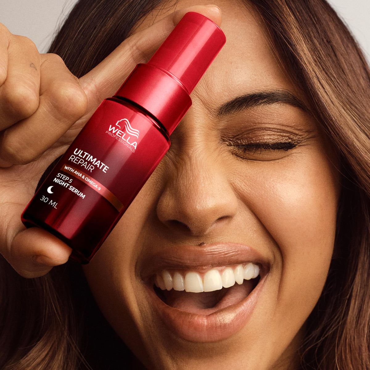 Wella Professionals ingredient graphic highlighting AHA and Omega-9 benefits