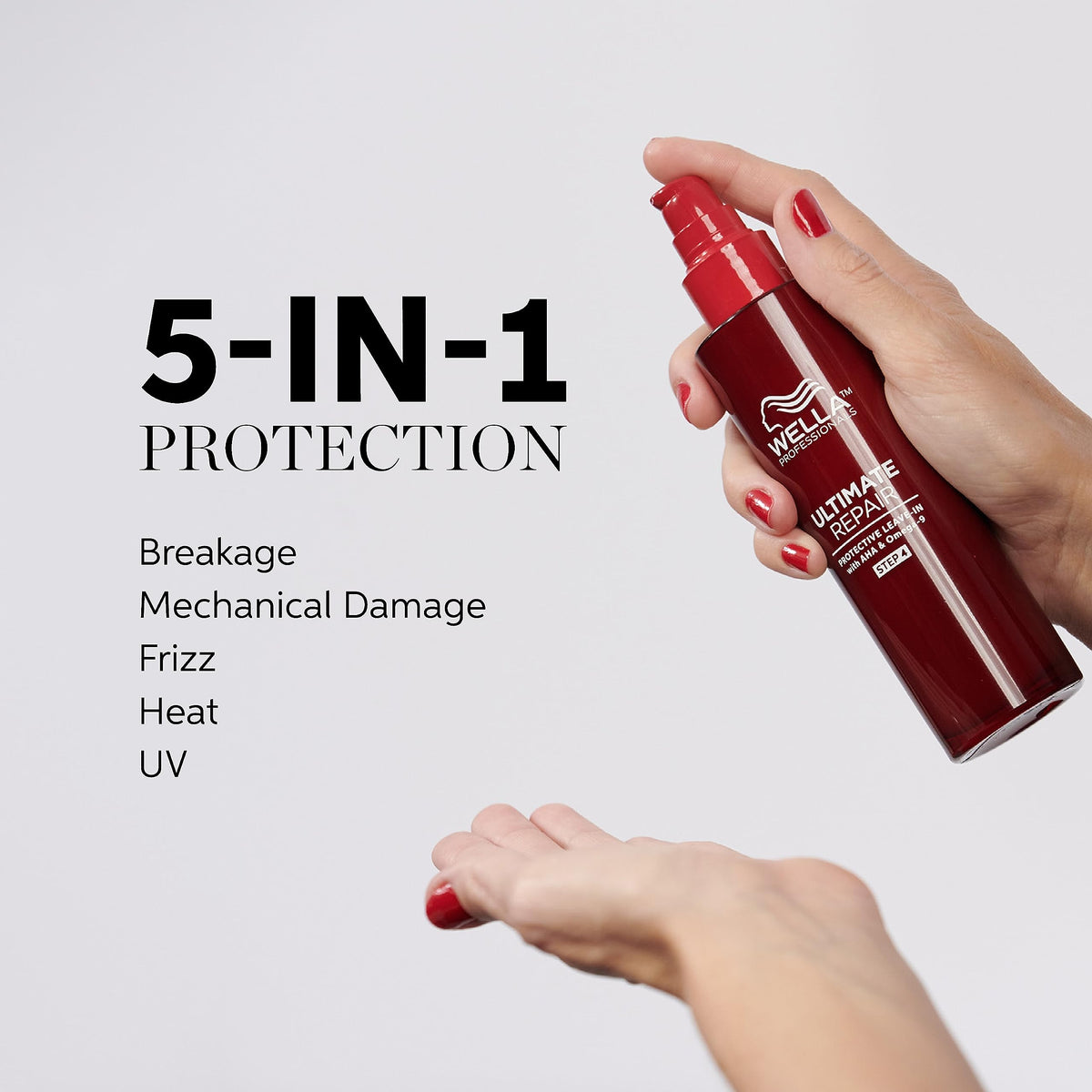 Wella Professionals creamy serum dispensed on fingers demonstrating non-greasy finish