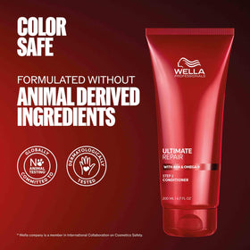 Wella Professionals product label close-up showing vegan and paraben-free claims