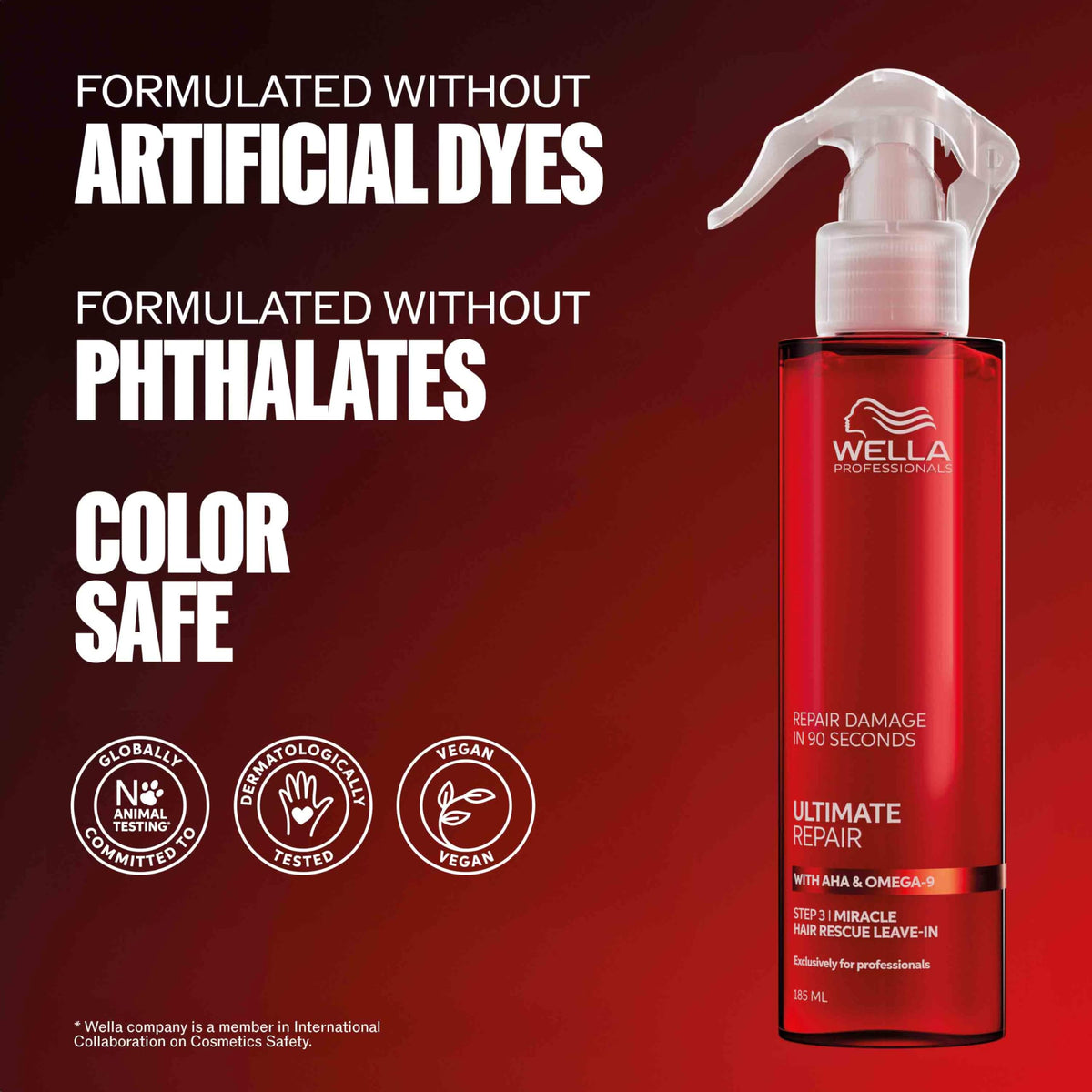 Wella Professionals label close-up showing usage directions and ingredient transparency benefit