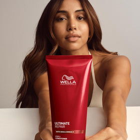 Wella Professionals on bathroom shelf styled for everyday routine