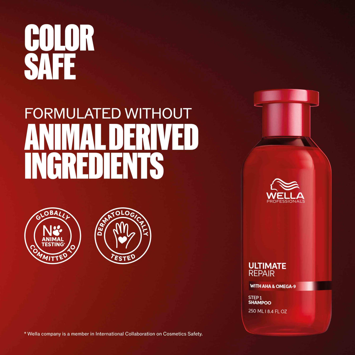 Wella Professionals bottle held in hand showing 8.4 fl oz scale