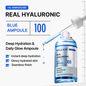WELLAGE ampoule held in hand illustrating 2.54 fl oz size and portability