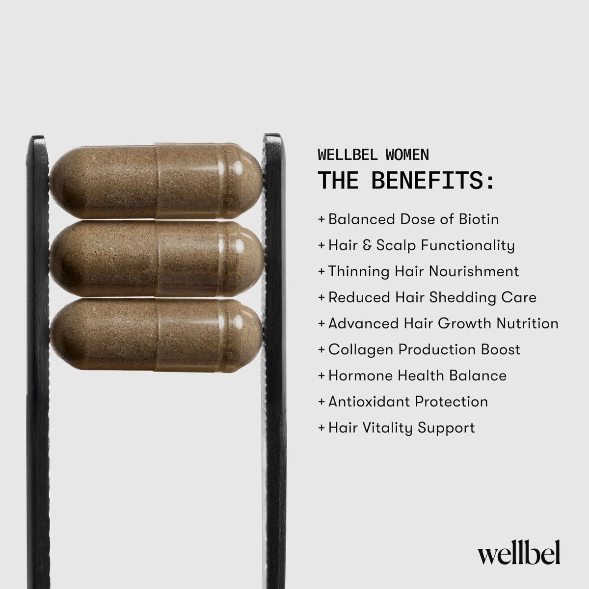 WELLBEL bottle with box indicating 90-count supply for one month