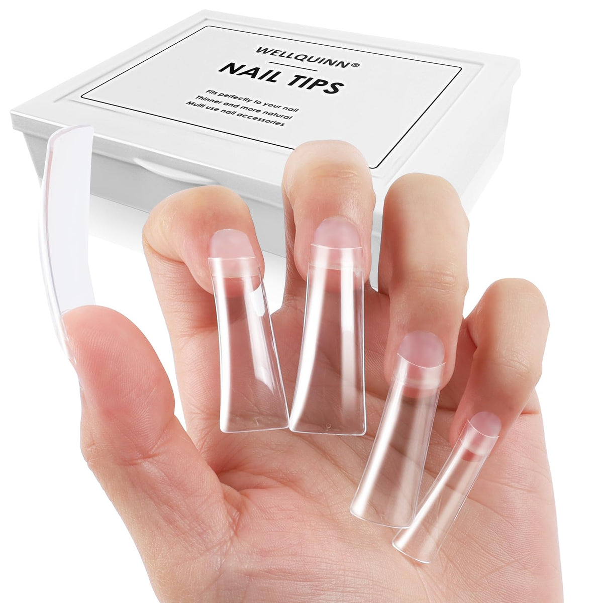 WELLQUINN front packaging displaying 220 duck nail tips for easy selection