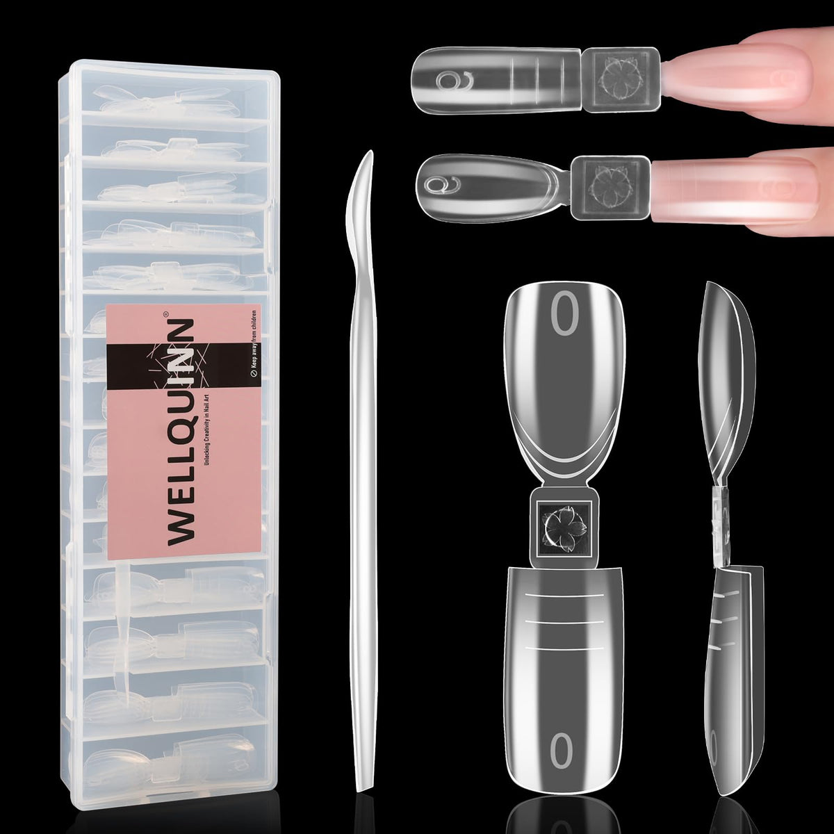 WELLQUINN front packaging showing 75-piece dual-ended forms, fast setup benefit