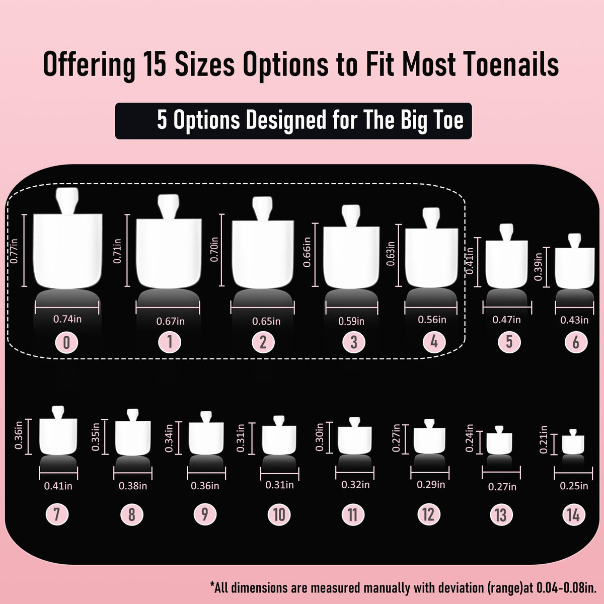 WELLQUINN organized layout of 15 sizes, 150 pieces for custom fit