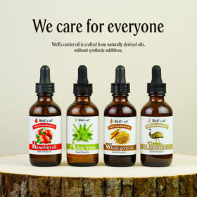 Well's Oil aloe vera oil massaged into dry skin to soothe and moisturize