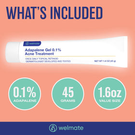 bathroom shelf with WELMATE tubes alongside moisturizer, portraying daily skincare routine fit