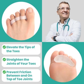 Welnove top view showing correct placement on 2nd to 4th toes