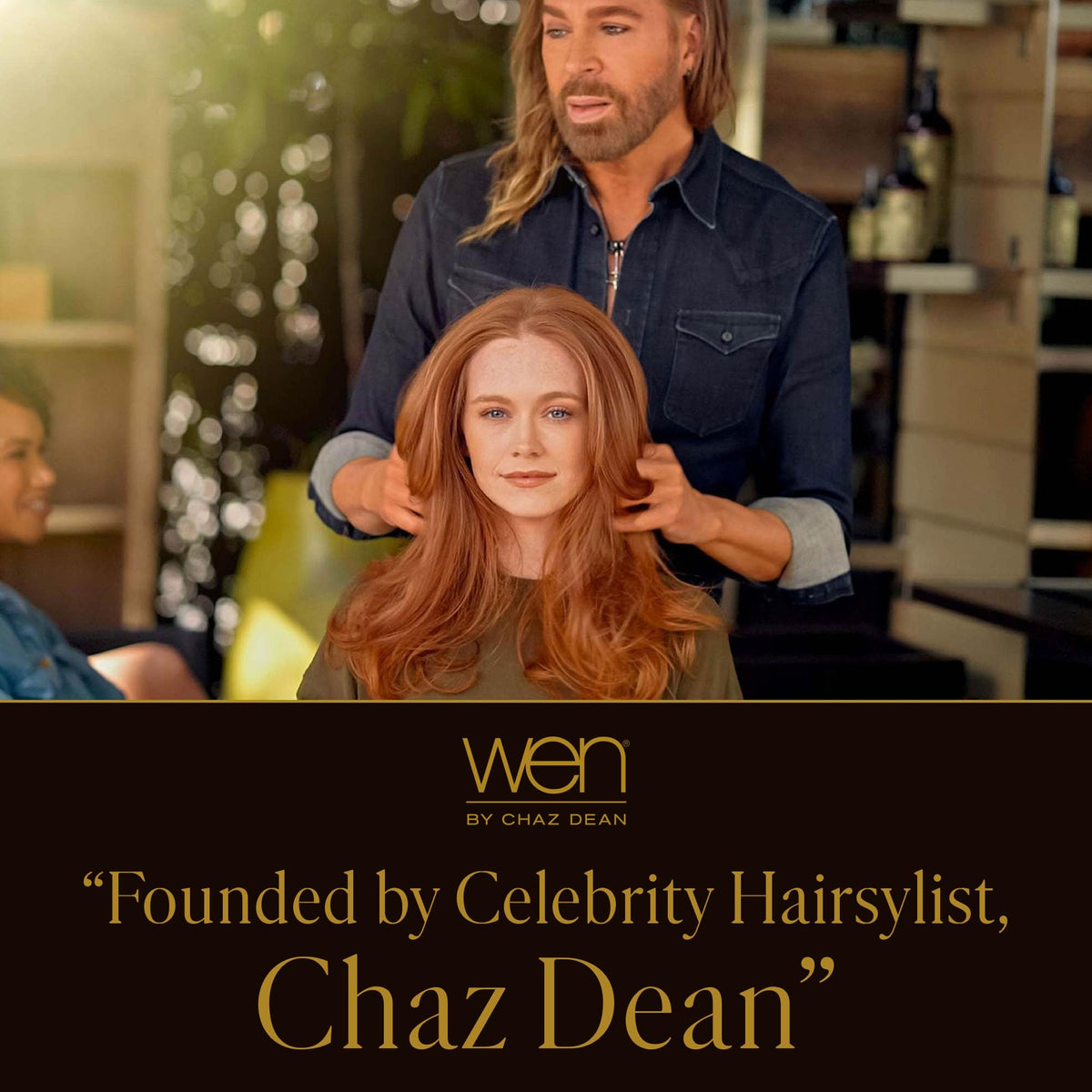WEN by Chaz Dean 32 fl oz bottle next to common objects for size and value comparison