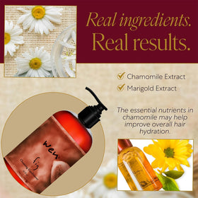 WEN by Chaz Dean label listing fig chamomile marigold for stronger hair